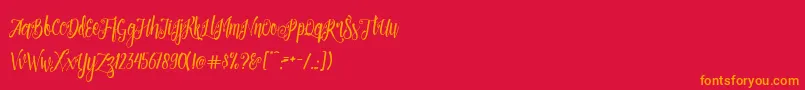 Patronia Script-Schriftart – Orangefarbene Schriften auf rotem Hintergrund