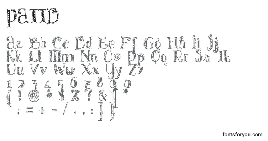 A fonte PATTD    (136577) – alfabeto, números, caracteres especiais