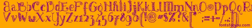 PATTD   -Schriftart – Violette Schriften auf orangefarbenem Hintergrund