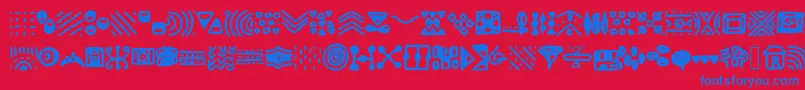 Patterns-Schriftart – Blaue Schriften auf rotem Hintergrund