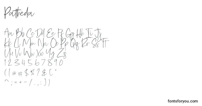 Czcionka Pattheda – alfabet, cyfry, specjalne znaki