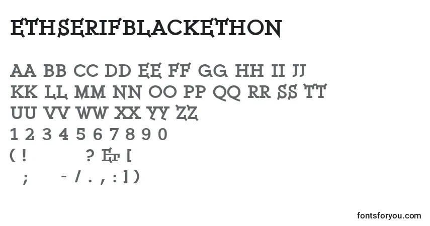 Czcionka Ethserifblackethon – alfabet, cyfry, specjalne znaki