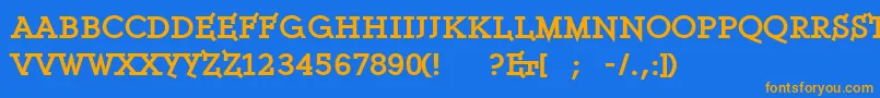 フォントEthserifblackethon – オレンジ色の文字が青い背景にあります。