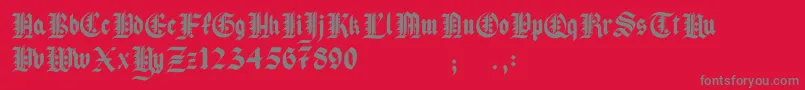 Pau the 1st-fontti – harmaat kirjasimet punaisella taustalla