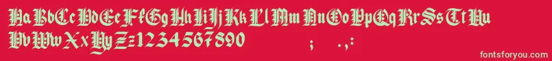 Pau the 1st-Schriftart – Grüne Schriften auf rotem Hintergrund