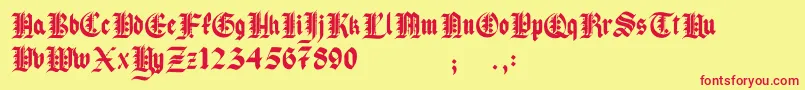 Pau the 1st Font – Red Fonts on Yellow Background