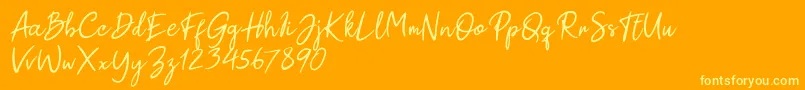 Paul Signature Font – Yellow Fonts on Orange Background