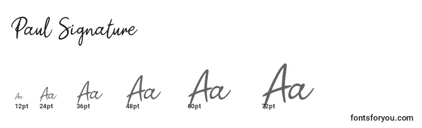 Paul Signature Font Sizes
