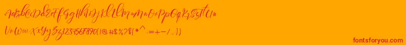 Paula Eva Font – Red Fonts on Orange Background