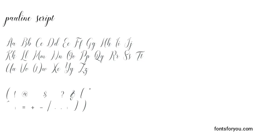 A fonte Pauline script – alfabeto, números, caracteres especiais
