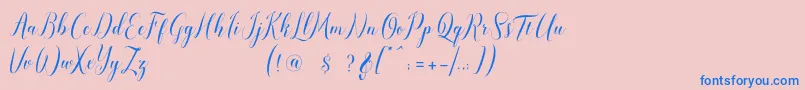 フォントpauline script – ピンクの背景に青い文字