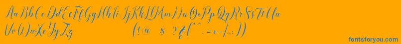 pauline script Font – Blue Fonts on Orange Background