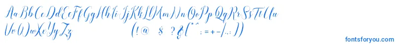 pauline script-Schriftart – Blaue Schriften auf weißem Hintergrund