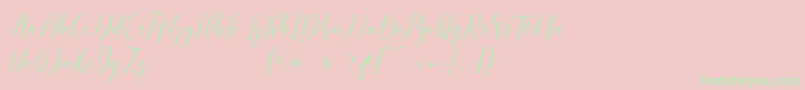 pauline script-Schriftart – Grüne Schriften auf rosa Hintergrund