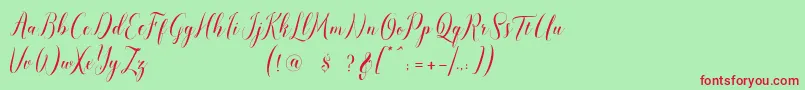 pauline script Font – Red Fonts on Green Background