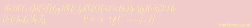 Fonte pauline script – fontes amarelas em um fundo rosa