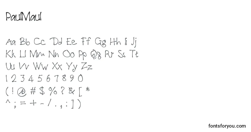Schriftart PaulMaul (136586) – Alphabet, Zahlen, spezielle Symbole
