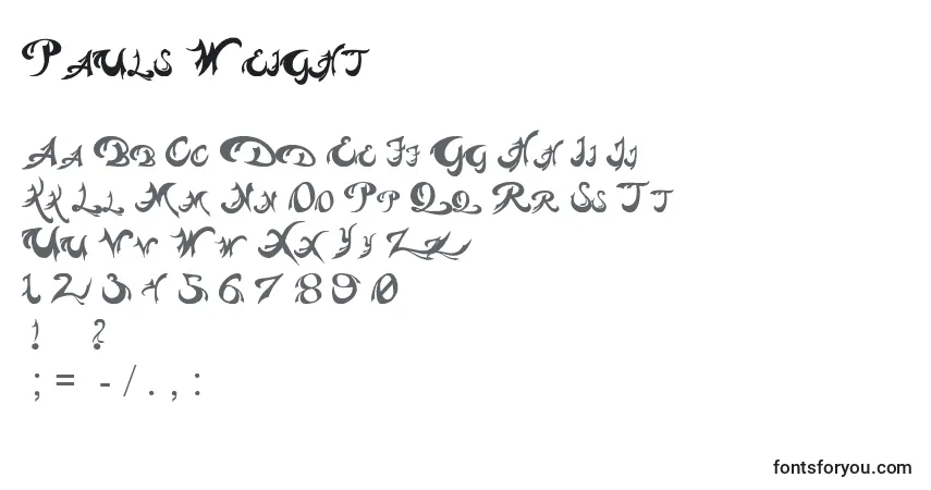 Czcionka Pauls Weight – alfabet, cyfry, specjalne znaki