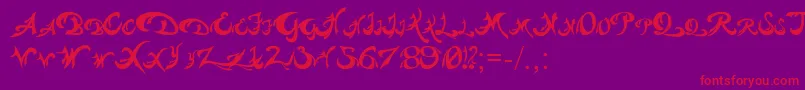 Pauls Weight-Schriftart – Rote Schriften auf violettem Hintergrund