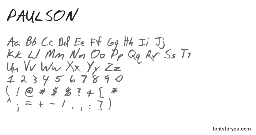 PAULSON -fontti – aakkoset, numerot, erikoismerkit