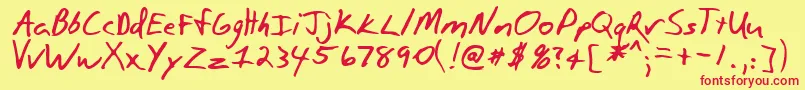 PAULSON -Schriftart – Rote Schriften auf gelbem Hintergrund