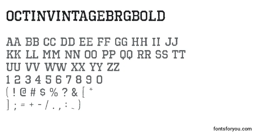 Czcionka OctinvintagebrgBold – alfabet, cyfry, specjalne znaki