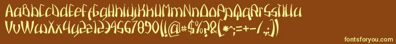 Pazuzu-fontti – keltaiset fontit ruskealla taustalla