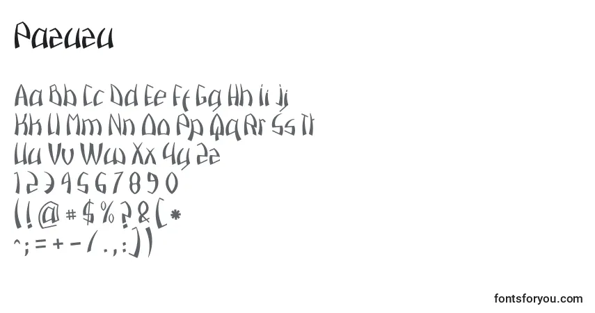 A fonte Pazuzu (136593) – alfabeto, números, caracteres especiais