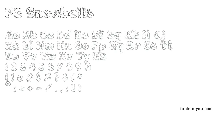 Шрифт PC Snowballs – алфавит, цифры, специальные символы