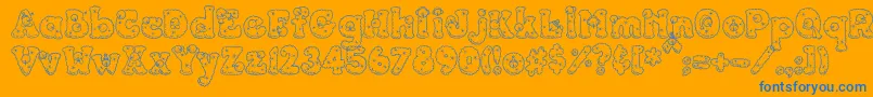 PC Snowballs-Schriftart – Blaue Schriften auf orangefarbenem Hintergrund