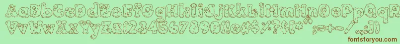 PC Snowballs Font – Brown Fonts on Green Background