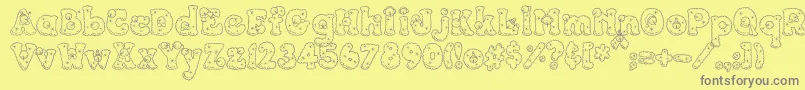 PC Snowballs Font – Gray Fonts on Yellow Background