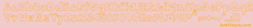 PC Snowballs-Schriftart – Orangefarbene Schriften auf rosa Hintergrund