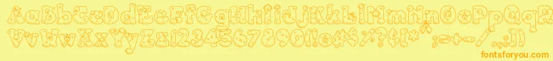 PC Snowballs Font – Orange Fonts on Yellow Background