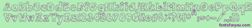 PC Snowballs Font – Purple Fonts on Green Background