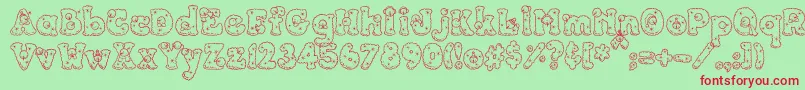 PC Snowballs Font – Red Fonts on Green Background