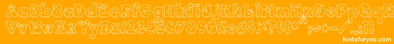 PC Snowballs-Schriftart – Weiße Schriften auf orangefarbenem Hintergrund