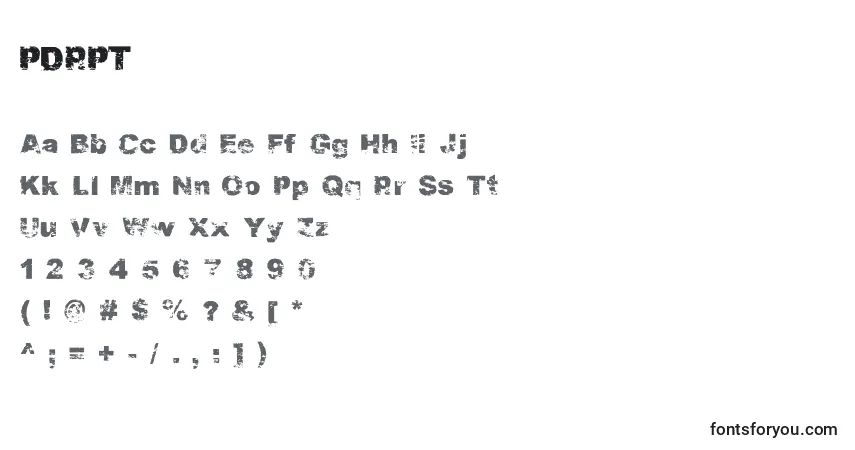 Schriftart PDRPT    (136596) – Alphabet, Zahlen, spezielle Symbole