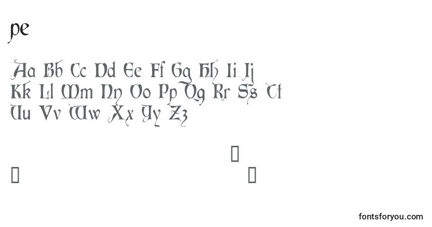 A fonte Pe       (136597) – alfabeto, números, caracteres especiais