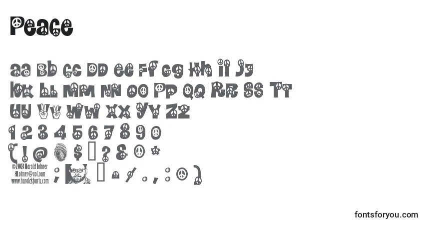 Czcionka PEACE    (136598) – alfabet, cyfry, specjalne znaki