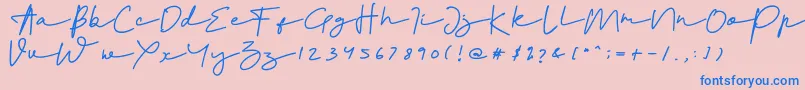 Peacelove Bold-Schriftart – Blaue Schriften auf rosa Hintergrund
