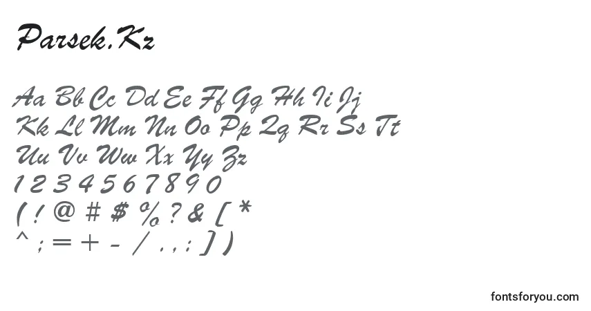 Czcionka Parsek.Kz – alfabet, cyfry, specjalne znaki