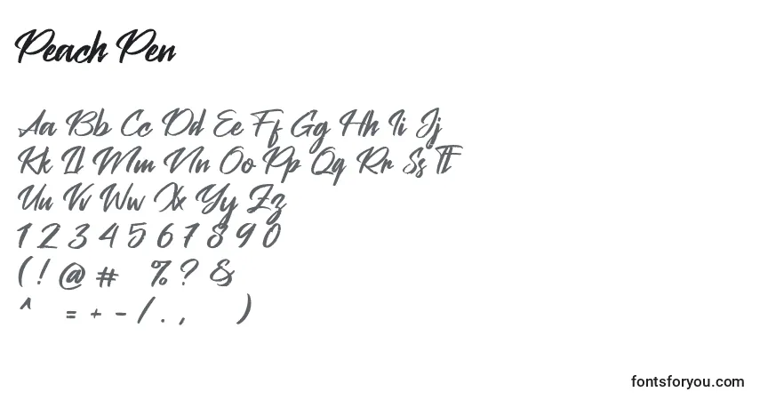 Schriftart Peach Pen – Alphabet, Zahlen, spezielle Symbole