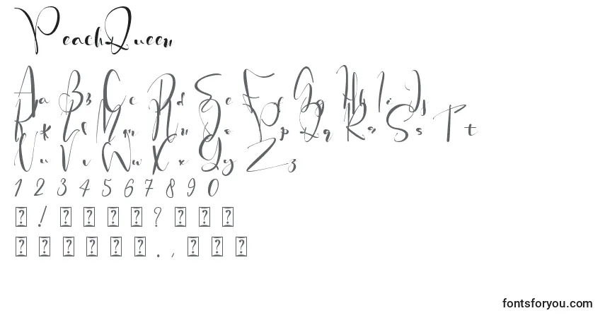 Czcionka PeachQueen – alfabet, cyfry, specjalne znaki