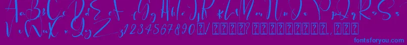 Czcionka PeachQueen – niebieskie czcionki na fioletowym tle