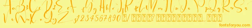 Weitere Informationen zur PeachQueen-Schriftart PeachQueen-Schriftart – Orangefarbene Schriften auf gelbem Hintergrund