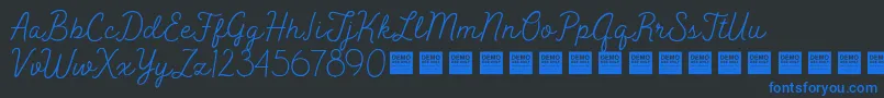 Saiba mais sobre a fonte Peak Times Demo Fonte Peak Times Demo – fontes azuis em um fundo preto