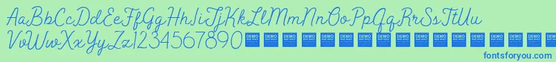 Peak Times   Demo-Schriftart – Blaue Schriften auf grünem Hintergrund