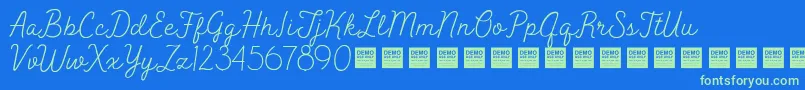 Peak Times   Demo-Schriftart – Grüne Schriften auf blauem Hintergrund