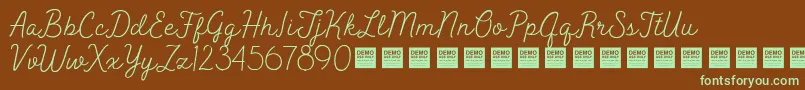Peak Times   Demo-Schriftart – Grüne Schriften auf braunem Hintergrund